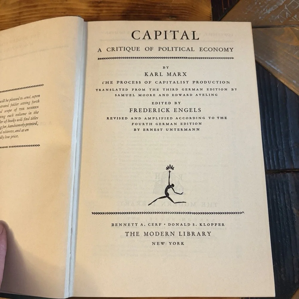 Karl Marx Capital Critique of Political Economy Modern Library‎ Random House HC